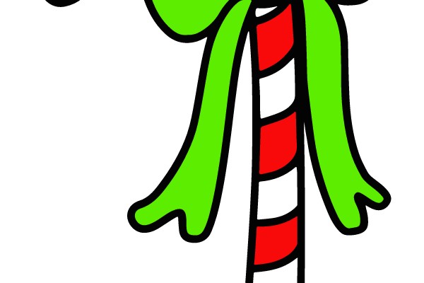 Candy Cane with Ribbon