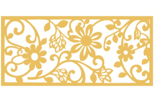 Golden Floral Decorative Border