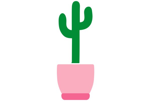 Simplistic Cactus Icon in a Pink Pot