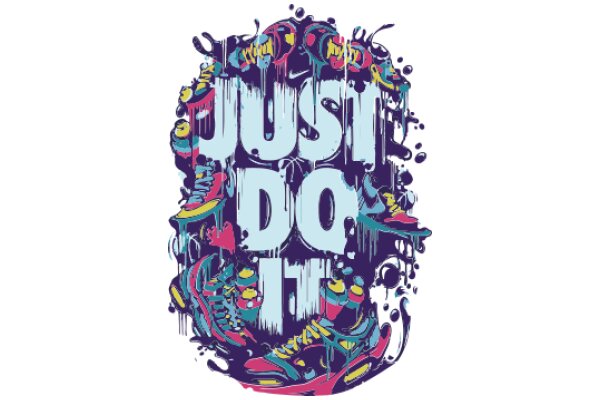 Vibrant and Colorful Artwork with the Nike Swoosh and the Phrase 'Just Do It'