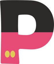 Vibrant Letter 'P' with a Pink Base and Yellow Dots
