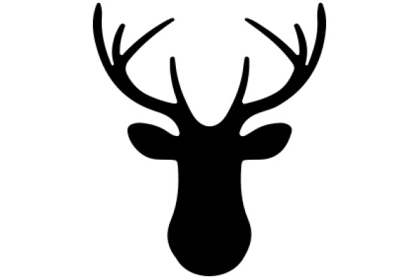 Stylized Black Deer Silhouette on White Background
