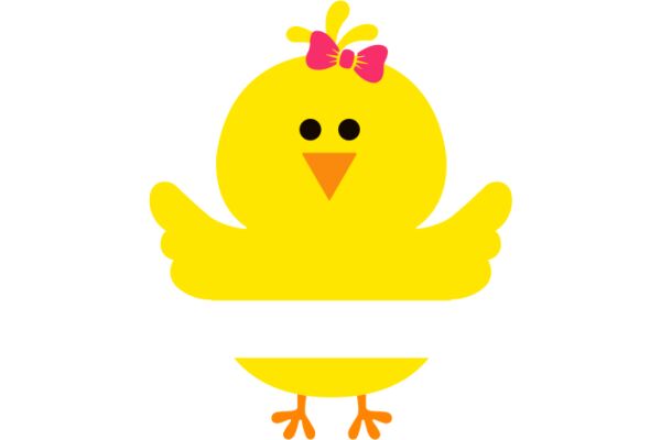 A Yellow Cartoon Chicken with a Pink Bow