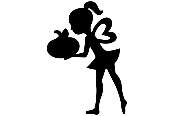 Silhouette of a Girl with a Pumpkin