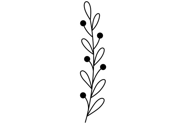 Simplistic Line Drawing of a Plant with Spherical Leaves