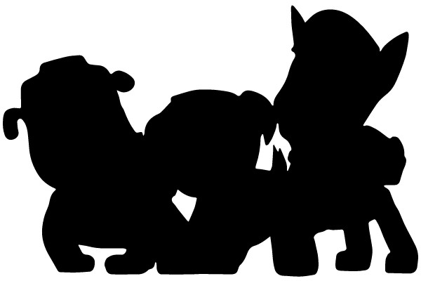 Three Silhouetted Characters Together