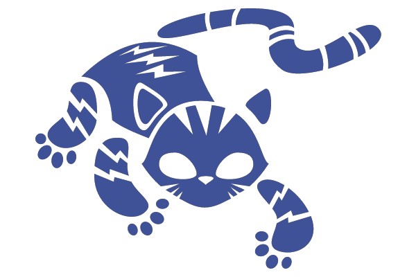 Blue Striped Cat Silhouette