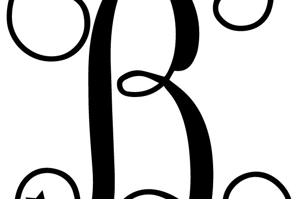 Stylized Monogram with Swirling Lines and Stars