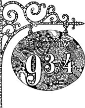 Platform 9: AFloral Pattern with the Number 9 and the Word 'Platform' Embellished with Intricate Designs