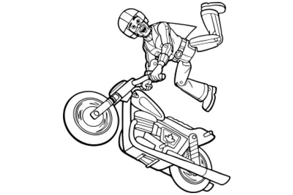 A Cartoon Adventure: The Motorcycle Rider's Epic Journey