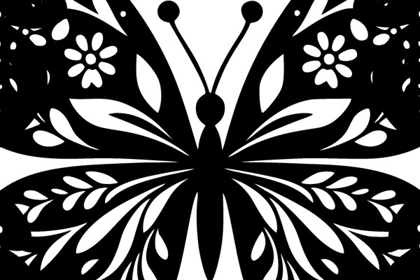 Stylized Butterfly Silhouette with Floral Designs