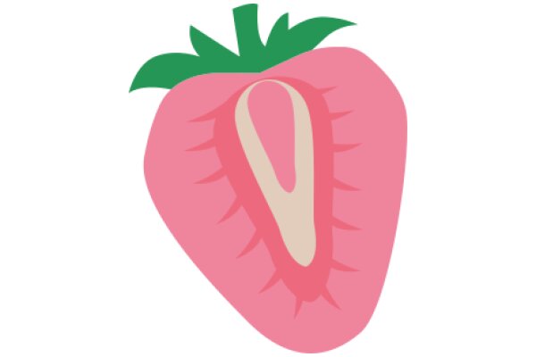 A Delightful Illustration of a Pink Strawberry with a Green Top