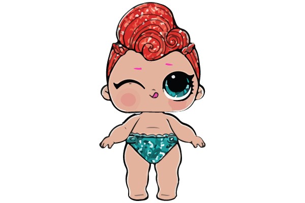 Whimsical Water Baby: A Colorful Cartoon Character