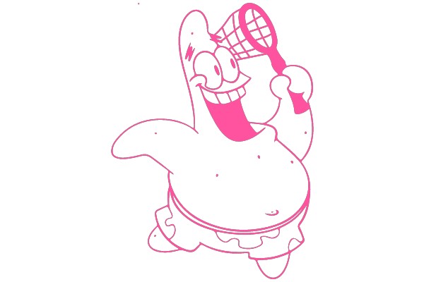Happy Cartoon Sponge with a Racket