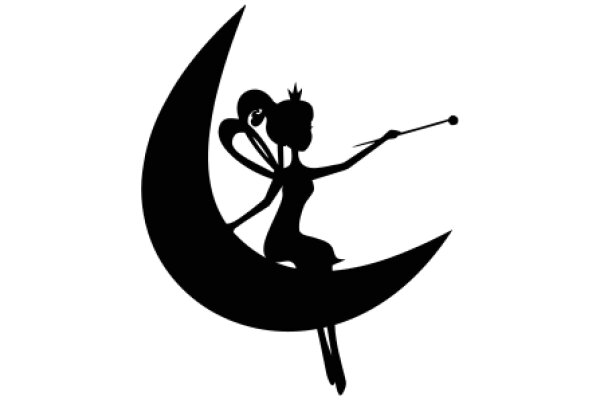 Silhouette of a Moonlit Fairy Tale: A Princess with a Wand
