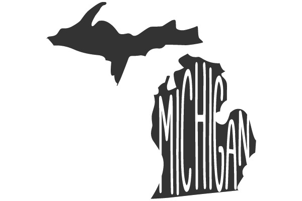 Michigan State Outline with Text