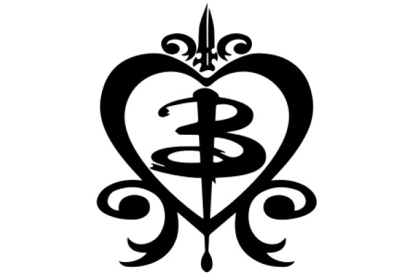 Stylized Black Logo with a Heart and a Snake