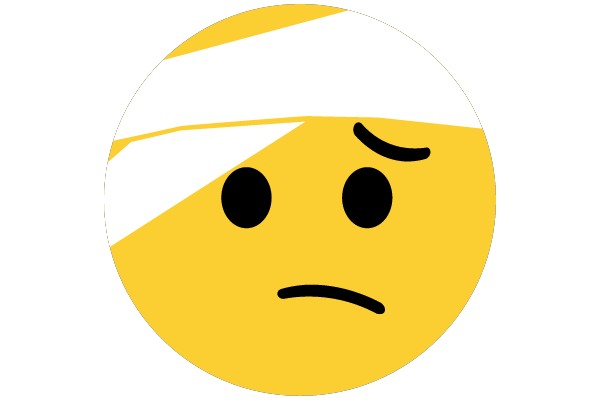 Upset Emoji with White Bandage on Head