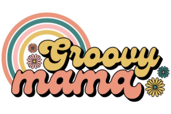 Vibrant and Colorful Graphic Design with the Text 'Groovy Mama' and Flower Designs