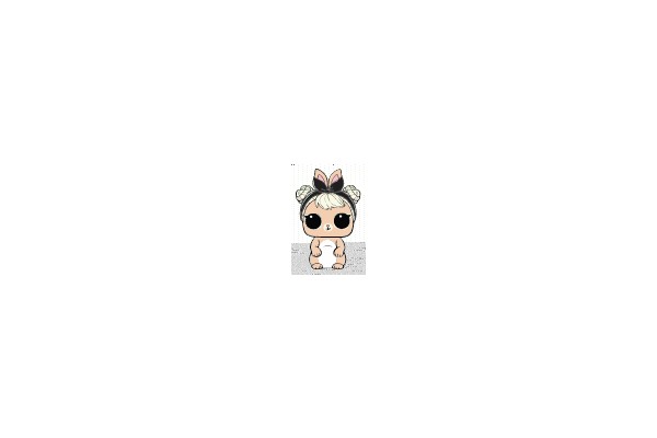 Cute Baby Character with Bunny Ears and Diaper