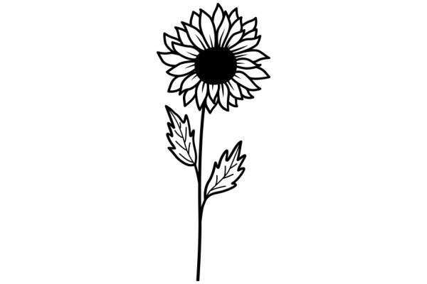 A Simple Line Drawing of a Sunflower