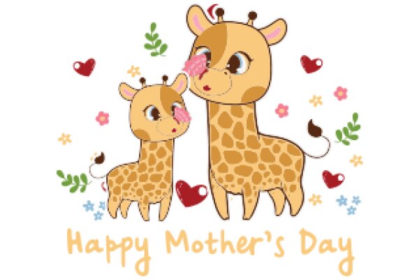 Celebrating Mother's Day with a Touch of Whimsy: A Delightful Illustration of Two Giraffes and a Heartwarming Message