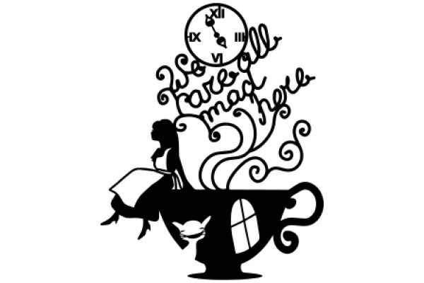 A Whimsical Scene of a Cup of Coffee and a Clock, with a Poetic Touch