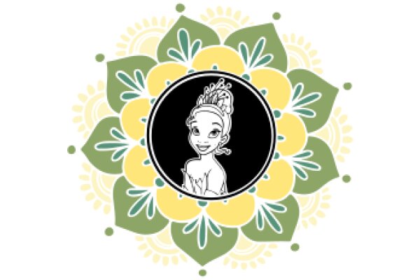 A Whimsical Floral Design with a Cartoon Character at its Center