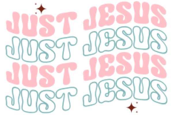 Just Jesus: A Graphic Design Showcasing the Name of Jesus in a Stylized, Pink and Blue Font with a Starburst Effect