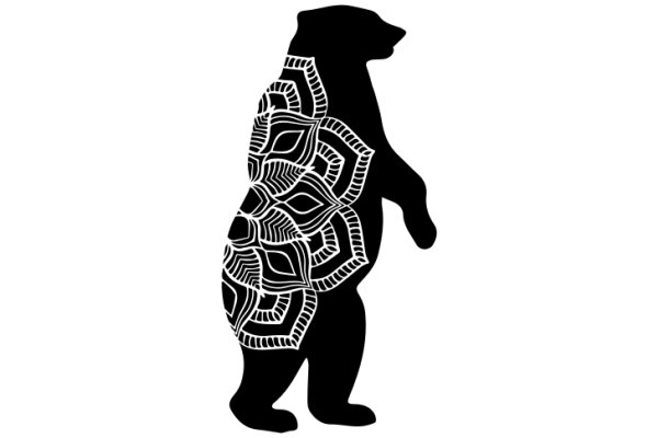 Stylized Black Bear Silhouette with Intricate Designs