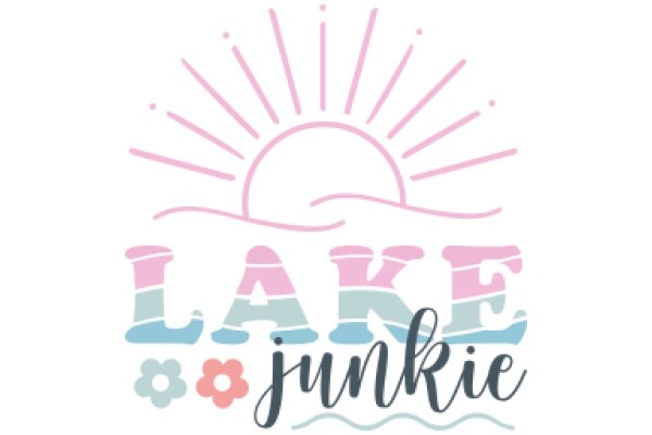 Lake & Junkie: A Graphic Design of a Sunset with a Pink and Blue Flower, Surrounded by the Words 'Lake & Junkie' in a Stylized Font.
