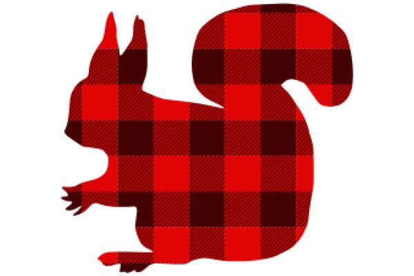 Vintage Red and Black Checkered Squirrel Silhouette