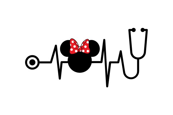 Stethoscope Heartbeat with Minnie Mouse Icon