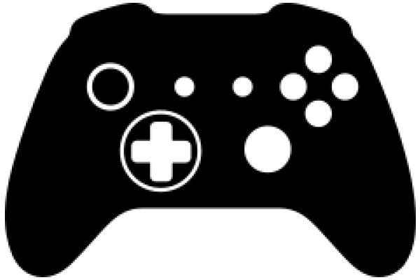 A Black Gaming Controller with White Buttons and a Cross Symbol
