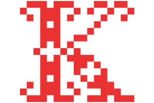 Vintage Pixel Art: A Stylized Letter 'K' with a Checkered Background