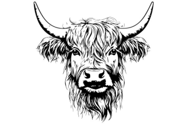 Stylized Illustration of a Bull's Head