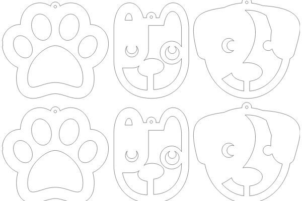 A Collection of Paw Print and Heart Shapes in White