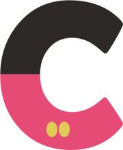 Stylized Letter 'C' with Pink and Black Color Scheme