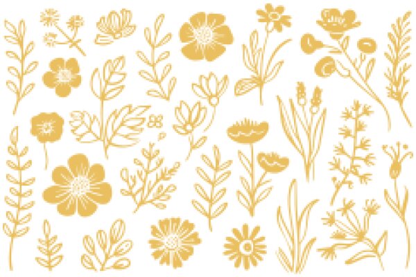 Golden Floral Pattern: A Collection of Delicate and Beautiful Flower Illustrations