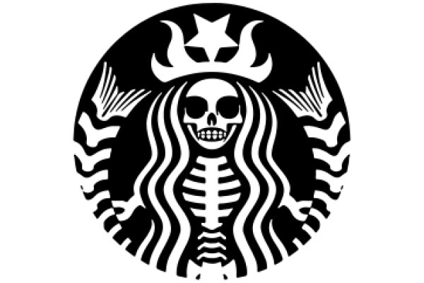 Stylized Starbucks Logo with Skull and Crossbones Design