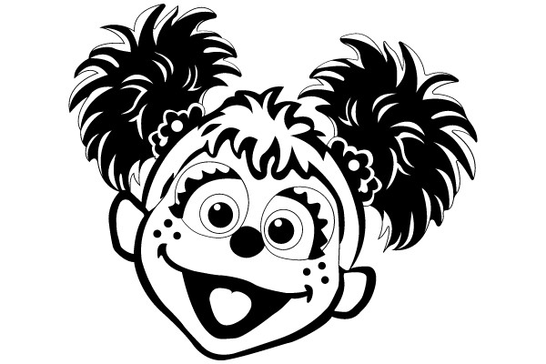 Monochrome Cartoon Character: The Joyful Expression