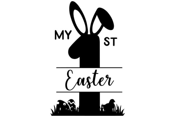 My ST Easter: A Silhouette of a Bunny and a Lamb, with the Easter Bunny's Ears and the Lamb's Head Silhouetted on a Sign, with the Words 'My ST Easter' Written Below