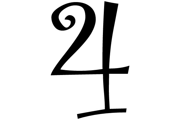 Black Number 24 on White Background