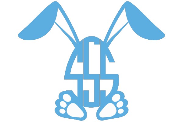 Blue and White Monogrammed Rabbit Mascot