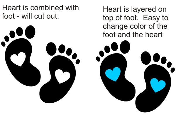 Footprints with Heart Design Options