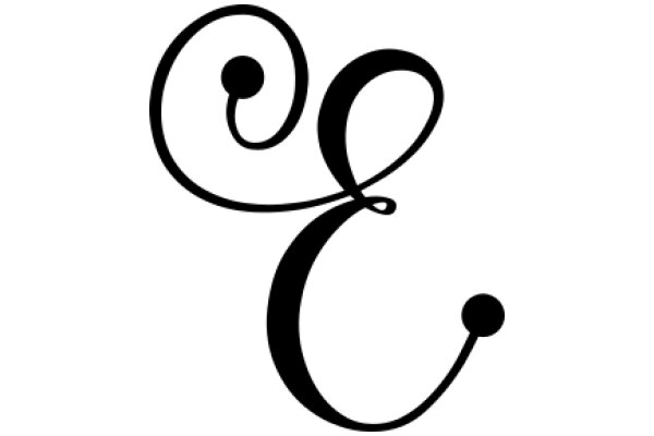 Elegant Black Calligraphy of the Letter 'E'