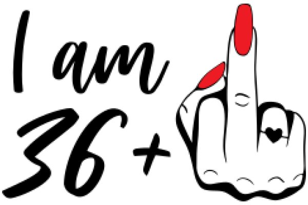 A Playful Expression of Identity: A Cartoon Character with Red Nails and a Middle Finger, Accompanied by the Text 'I AM 36 +'.