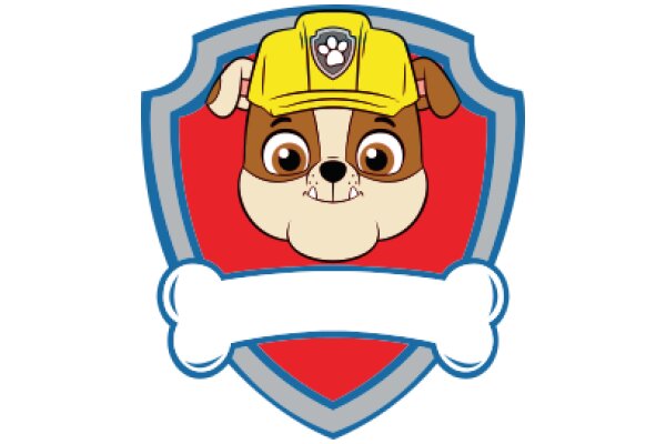 A Cute Cartoon Dog Wearing a Yellow Hard Hat and a Red Shield, Emblematic of a Police K9 Unit