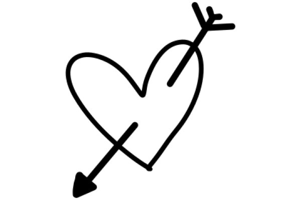 Simplistic Line Drawing of a Heart with an Arrow