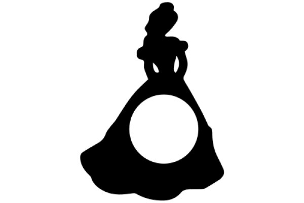 Silhouette of a Woman in a Dress with a Round Object